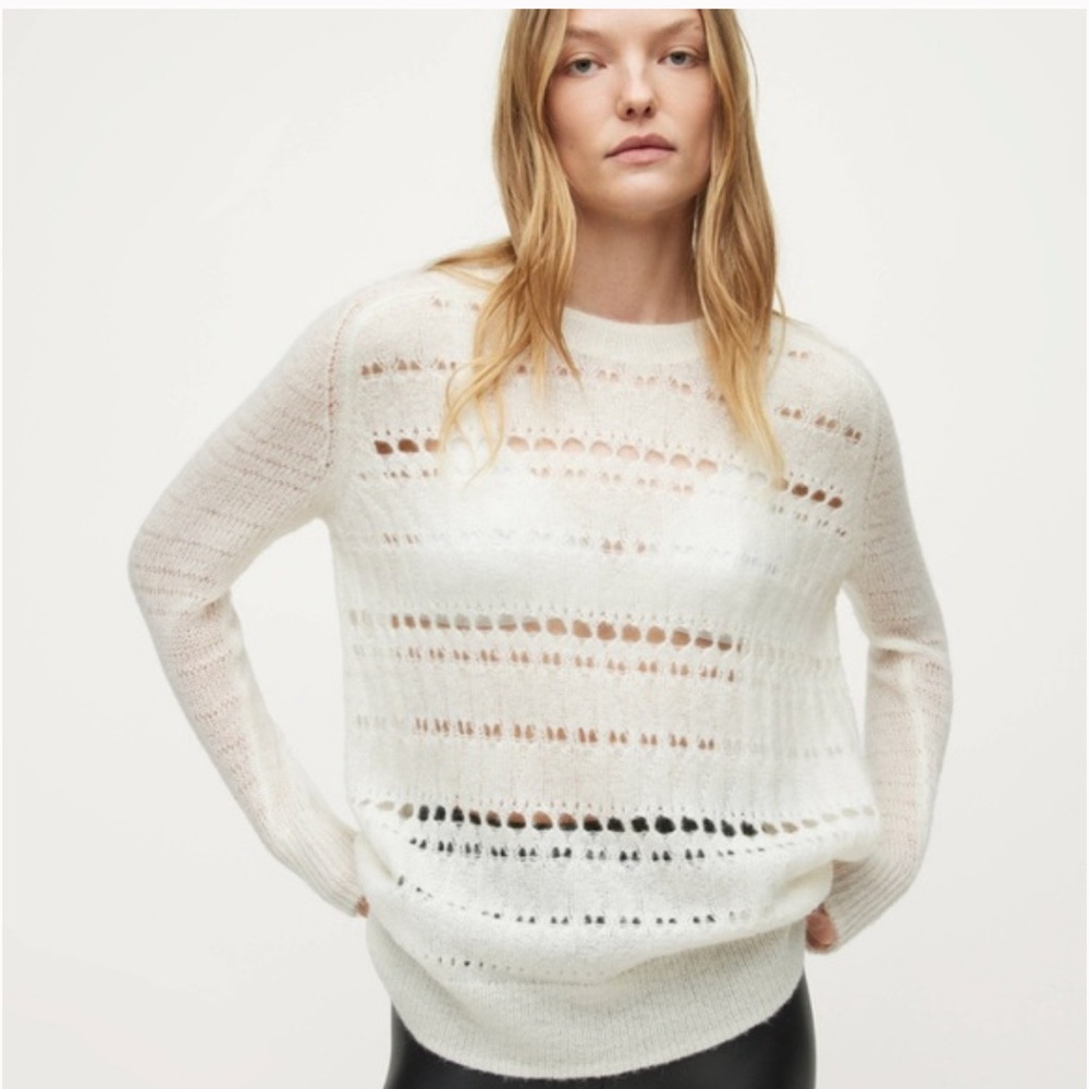 All Saints Cole Crew Neck Sweater in Ivory